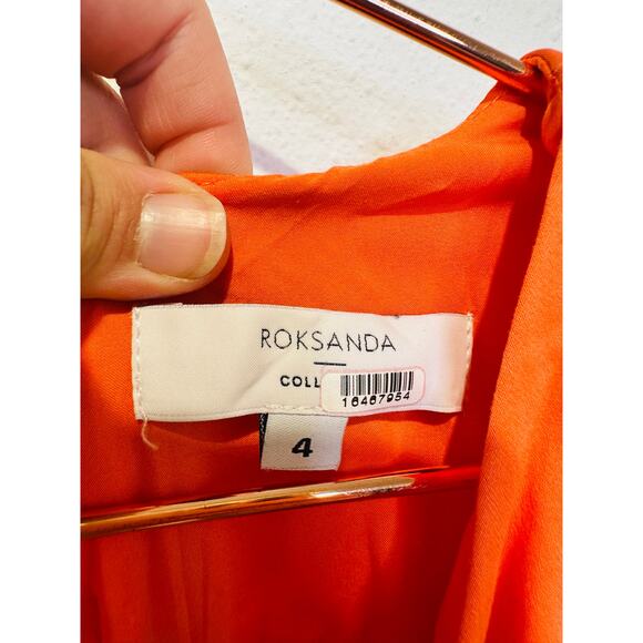 ROKSANDA x RTR Women's Orange Smocked Waist V-Neck Sleeveless Maxi Dress Size 4 - Picture 10 of 16